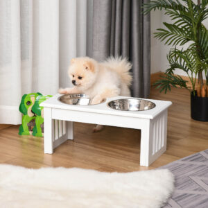 Elevated Pet Feeder - Stainless Steel Bowls, Mess-Free