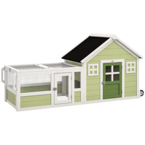 Large Rabbit Hutch with Wheels and Weatherproof Roof
