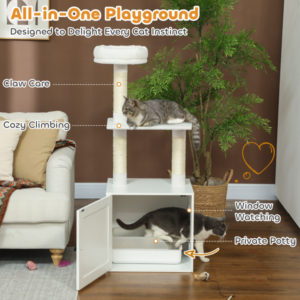 Cozy Wooden Cat Climbing Tower & Perch
