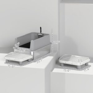 Odor Control Litter Box with Durable Steel Scoop