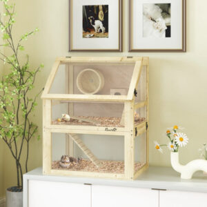 Multi-Level Hamster Home with Exercise Wheel & Toys