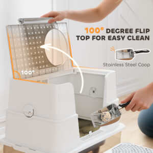 Enclosed Litter Box with Top & Side Entry Options