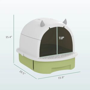 Hooded Cat Litter Box with Scoop & Odor Control