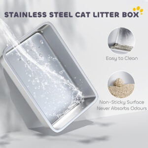 Durable High-Sided Litter Box with Metal Scoop